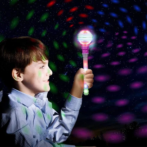 Miniatura 6 de ArtCreativity Varita de luz para niños, varita de juguete giratoria LED de 14 pulgadas con baterías incluidas, divertido juguete de varita iluminada