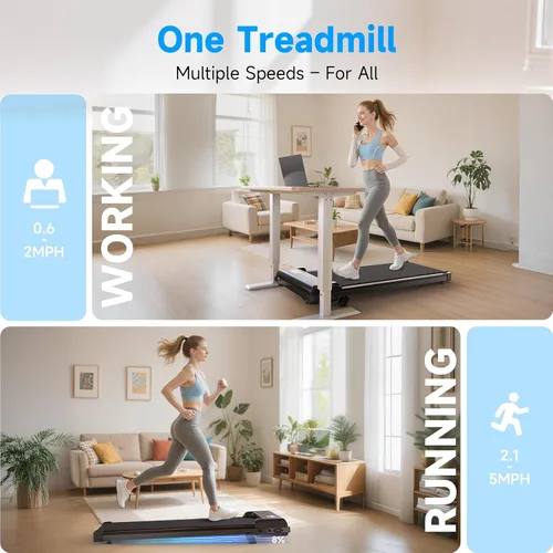 Miniatura 5 de Almohadilla para caminar con inclinación, caminadora debajo del escritorio para oficina en casa con ultra silenciosa <40 dB, 2.5 HP portátil