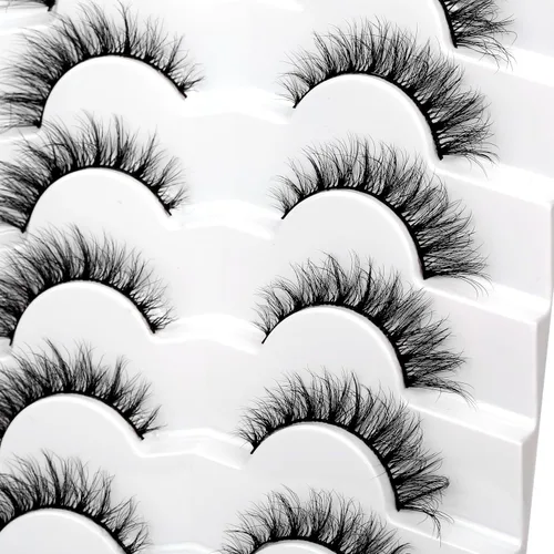 Miniatura 92 de Pooplunch - Pestañas postizas finas de visón sintético, estilo ojo de gato, naturales, cruzadas, tipo racimo, efecto 8D de volumen, tiras