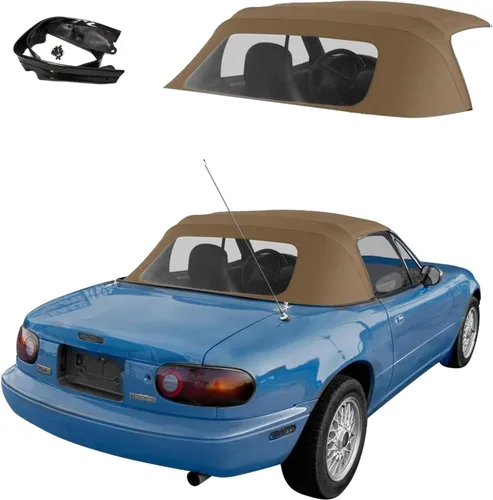 Miniatura 12 de Repuesto de techo de convertible completo de vinilo para Mazda Miata Cabriolet 1990-2005 con ventana de plástico transparente y protección contra