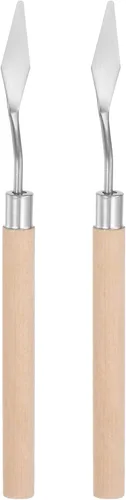 HARFINGTON 2pcs No.7 Paleta Cuchillos 0.394 in Ancho Acero Inoxidable Pequeña Espátula Puntuosa Pintura Cuchillo de Paleta con Mango de Madera para