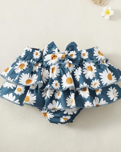 Miniatura 11 de Mioglrie Conjunto de ropa para bebé recién nacida, conjunto de pantalones cortos, conjunto floral de verano, ropa de bebé linda para niña