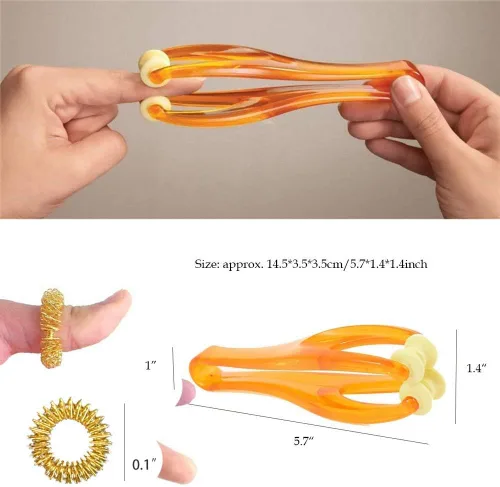 Miniatura 6 de eyxformula Rodillo masajeador de 2 dedos y 5 anillos de acupresión, alivio del dolor de artritis y herramienta de terapia de dedos gatillo