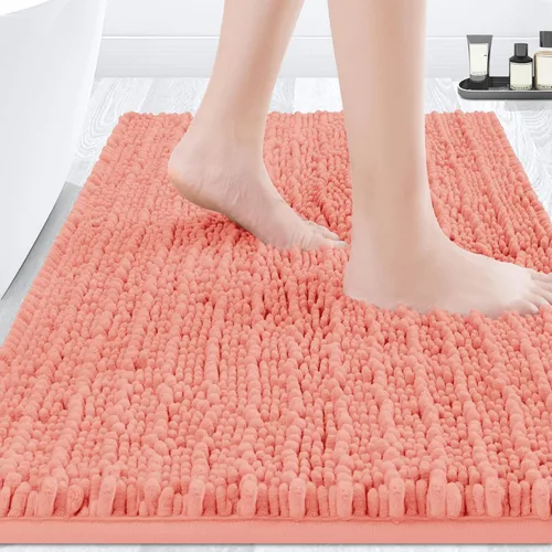 Miniatura 33 de ACCUMTEK - Juego de 2 alfombras de baño de lujo en color beige de 32"x20"+24"x17", alfombras de baño ultra suaves y gruesas absorbentes, alfombra