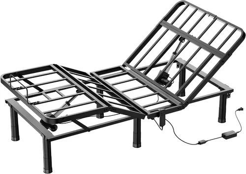 SunsGrove Marco de cama ajustable individual XL, control remoto con cable, inclinación independiente de cabeza y pie, base de marco de cama