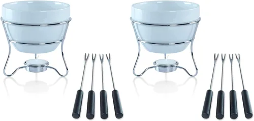 Miniatura 8 de Juego de tazones para fondue de chocolate con 4 tenedores de inmersión y soporte para velas de té, para el juego de fondue perfecto para servir
