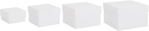 Miniatura 3 de Stockroom Plus Juego de cajas de regalo cuadradas anidadas, surtido de 4 piezas, color blanco, cuadrado, cajas de regalo apilables con tapas