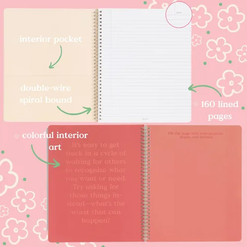 Miniatura 2 de ban.do - Cuaderno grande de borrador con espiral, con frase, de 11 x 9 pulgadas, con bolsillos y 160 páginas a rayas, Hazlo Todo Suceder