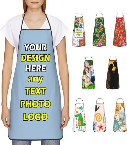 Miniatura 28 de Delantales impermeables personalizados para diseñar tu propia foto logotipo texto para cocinar hornear 28.3 x 20.4 pulgadas