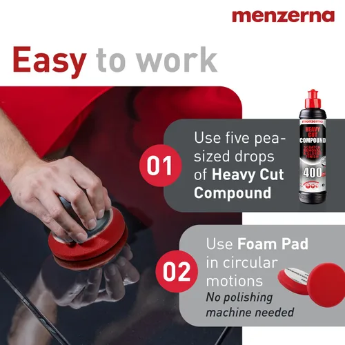 Miniatura 4 de Menzerna Kit para Eliminar Arañazos y Marcas I Juego de Pulido para Coche con Menzerna Corte Pesado 400 y Almohadilla de Pulido de 3,5 Pulgadas I