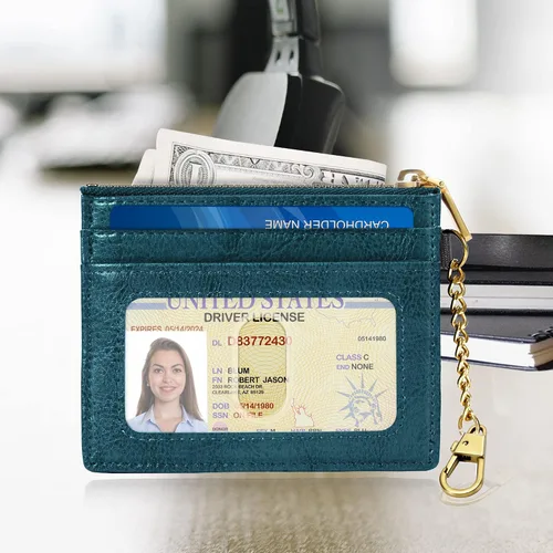 Miniatura 58 de SEAVILIA Tarjetero llavero cartera para mujer con ventana de identificación RFID monedero regalo abeja delgada minimalista pequeña cartera