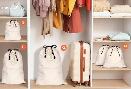 Miniatura 7 de misslo Conjunto de 3de algodón transpirable Dust-proof Cordón Bolsa de almacenamiento multifuncional bolsa