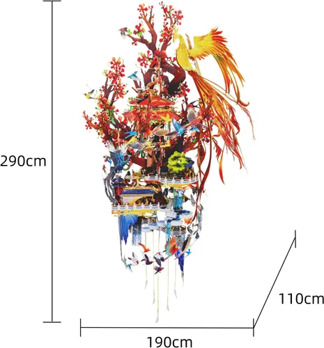 Miniatura 6 de MU Rompecabezas de metal 3D Fénix mágico de fuego, alabanza de pájaros a fénix, kits de modelo de metal para construcción, iluminación del antiguo