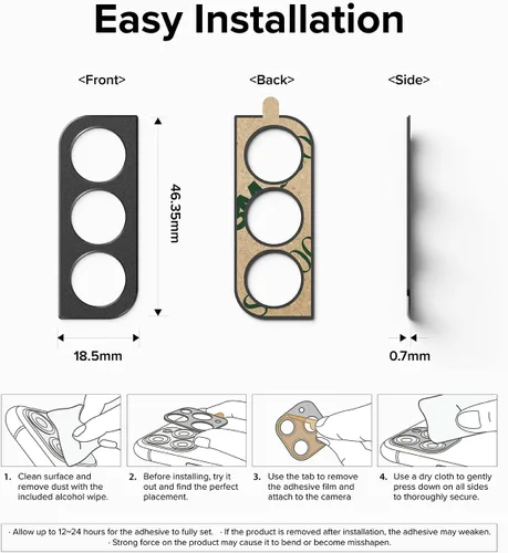 Miniatura 9 de Ringke Estilo de cámara compatible con Samsung Galaxy S22 / S22 Plus 5G, protector de lente de cámara con marco de aluminio, adhesivo protector