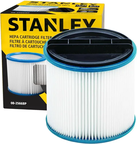 STANLEY Filtro de vacío HEPA de repuesto 08-2566BP, apto para la mayoría de aspiradoras húmedas y secas de 5 a 18 galones, compatible con SL18115,
