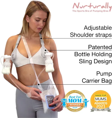 Miniatura 2 de Sujetador de bombeo con manos libres, para nutricional, se adapta a 36A a 46D, cómodo, ajustable, funciona con Lansinoh, Spectra, Evenflo
