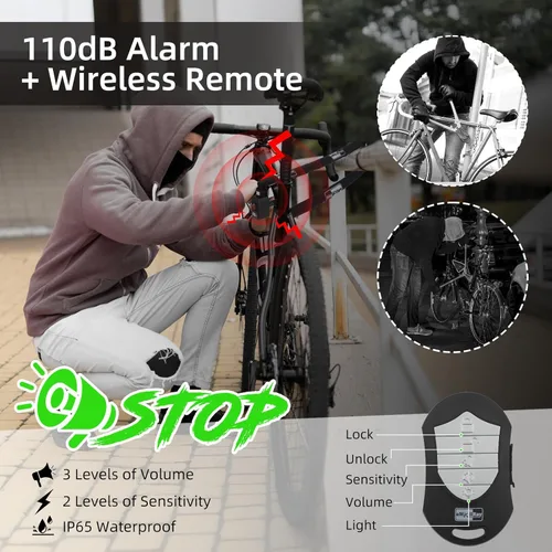 Miniatura 2 de Cerradura de cadena antirrobo para bicicleta, cerradura de bicicleta de seguridad de 110 dB, cerradura de cadena de 0.315 in x 4 pies con llave