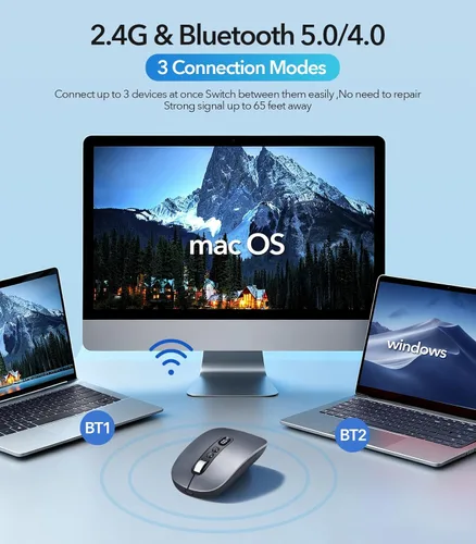 Miniatura 6 de Ratón inalámbrico AI con grabadora de voz y audio, mouse Bluetooth inalámbrico para MacBook/PC/portátil, diseño silencioso, USB-C recargable de 2.4