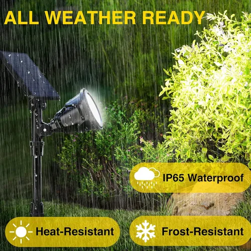 Miniatura 7 de ROSHWEY Focos solares para exteriores, focos de 600 lúmenes, impermeables, iluminación exterior de inundación para entrada, patio, jardín, paisaje