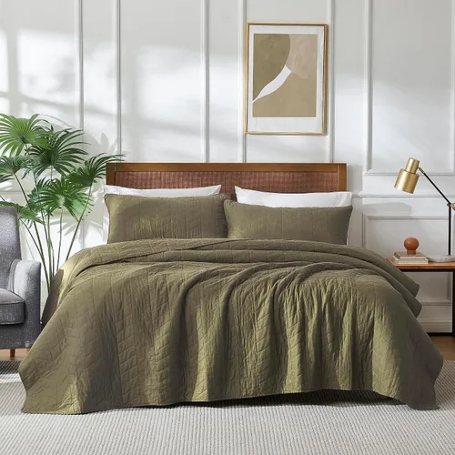 Miniatura 10 de palassio Juego de ropa de cama de algodón beige tamaño Queen con fundas de almohada, colcha ligera y suave, funda de edredón acolchada color crema