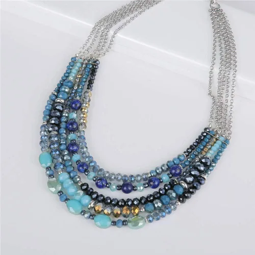 Miniatura 5 de Collar a capas con cristal para mujer, gargantilla con cadena de plata gruesa, regalo de cumpleaños para mujer