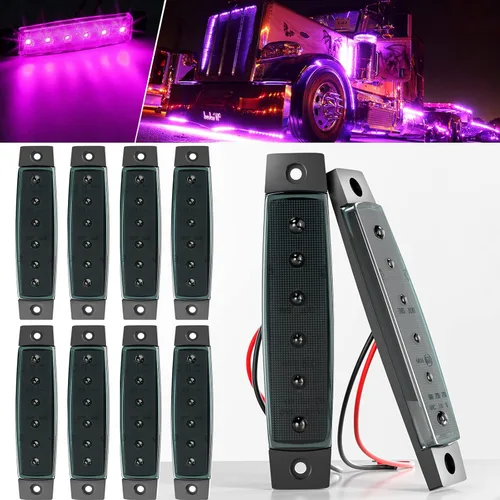 BJZ luces LED para remolque moradas, juego de 6 luces indicadoras laterales, barra de luz de marcación 12 V, 3.8 pulgadas, luz indicadora de señal