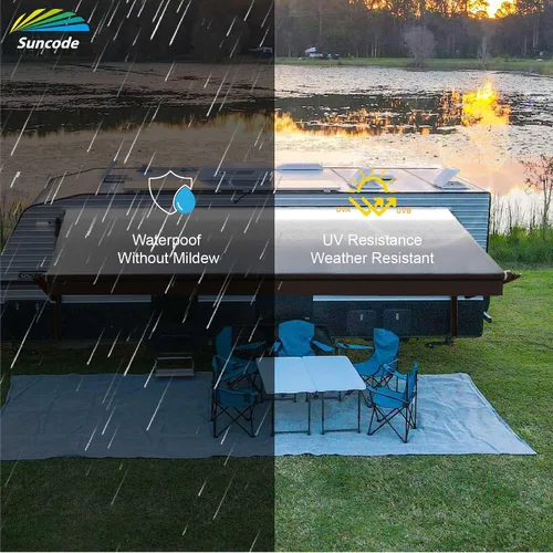 Miniatura 7 de Suncode Toldo para autocaravana para caravana y caravana, kit completo de toldo eléctrico para cámper, marco negro y tela negra de 10 x 8 pies