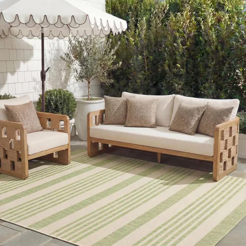 Miniatura 30 de SAFAVIEH Courtyard Collection - Alfombra decorativa, 2.3 x 5 pies, beige y verde oscuro, para interior/exterior, resistente a la intemperie