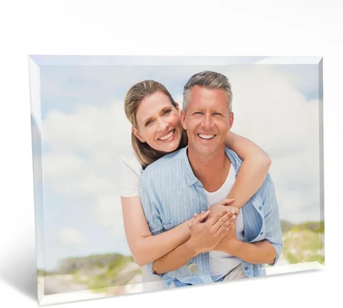 Miniatura 5 de Smile Art Design Impresión fotográfica personalizada de vidrio acrílico con soporte de pin plateado, carga tu marco de escritorio, impresión