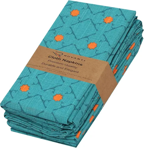 Miniatura 54 de Ruvanti - Servilletas de tela, paquete de 6, 45x45 centímetros, 100% algodón, lavables, suaves y absorbentes, perfectas para bodas, cenas de Belleza