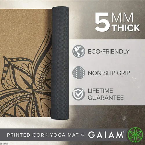 Miniatura 2 de Gaiam - Esterilla de yoga de corcho Corcho natural y sostenible que resiste el sudor y los olores Fondo antideslizante de TPE que previene