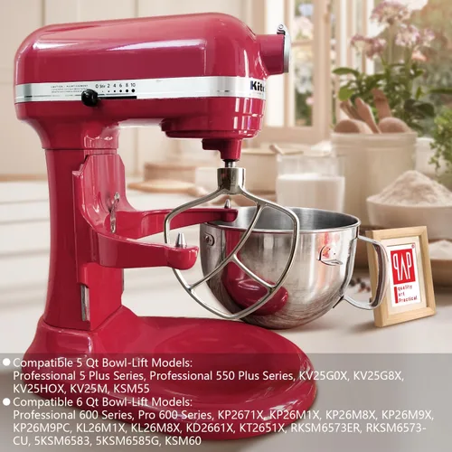Miniatura 5 de Batidor plano de repuesto para batidoras KitchenAid de 5 más/6 cuartos con soporte de elevación de tazón/Accesorios de paleta de acero inoxidable