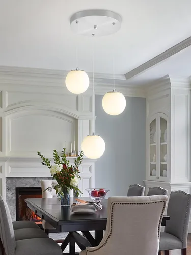Miniatura 54 de ykolupty Escalera LED de 10 luces LED moderna con globo de cristal, lámpara colgante grande para techos altos, accesorios de iluminación de entrada