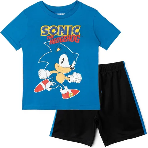 SEGA Sonic the Hedgehog - Conjunto de camiseta atlética y pantalones cortos de malla, tallas para niños pequeños y grandes (2T - 18-20)