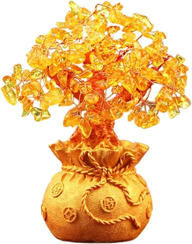 Garneck Adornos de árbol de la suerte de cristal de 7.5 in para árbol de dinero, Feng Shui, estilo bonsái, adornos de riqueza para el hogar, tienda