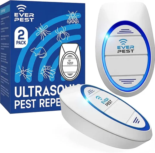Repelente ultrasónico de control de plagas (paquete de 2) Enchufe para pulgas, ratas, cucarachas, mosquitos, cucarachas, roedor, araña, escorpión,