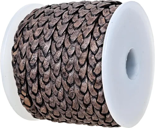 Miniatura 7 de GENIQUE Cordón de cuero trenzado plano de 0.197 in, cuerda de cuero para fabricación de joyas, tiras de cuero, ribete de cuero (16.4 ft)