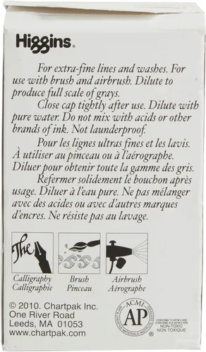 Miniatura 3 de Higgins Tinta de dibujo pigmentada, negra, botella de 1 onza (44021)