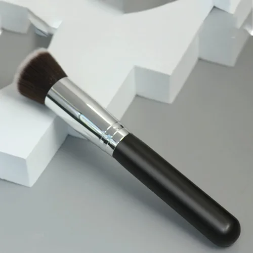 Miniatura 3 de Brocha de base plana Kabuki, herramienta cosmética suave de alta calidad, color negro