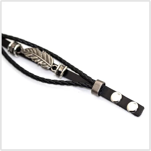 Miniatura 4 de Punk aleación hebilla pulsera pluma cuero pulsera