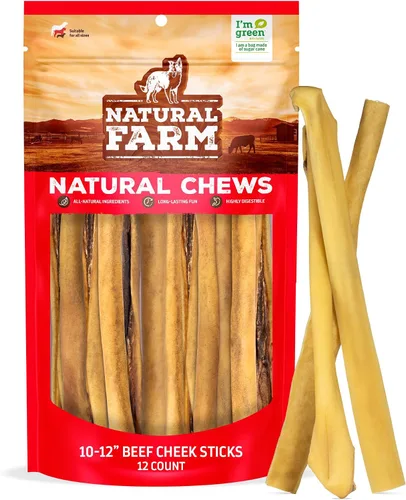 Miniatura 12 de Natural Farm Bully Cheek Stick, 5-6 pulgadas (paquete de 15) - Mejor alternativa a Bully Stick, mejillas de res 100% naturales para perros - Alta
