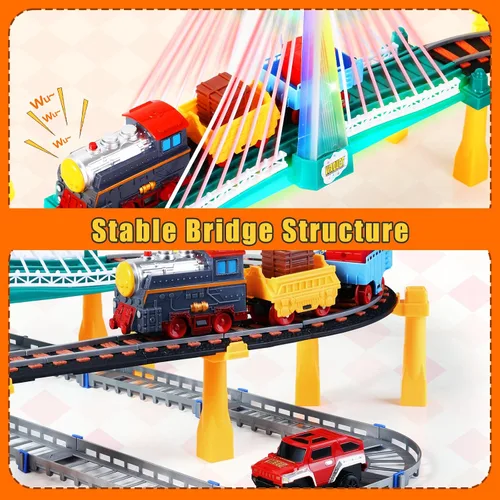 Miniatura 7 de Letapapa Juego de tren eléctrico para niños de 4 a 8 años, regalos de Navidad y cumpleaños para niños de 3 4 5 6 años, vías de tren para niños