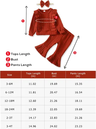 Miniatura 7 de SUNNY PIGGY Baby Girl Clothes Toddler Girl Outfits Ruffle Infant Baby Girl Fall Winter Clothing Flared Pants Set