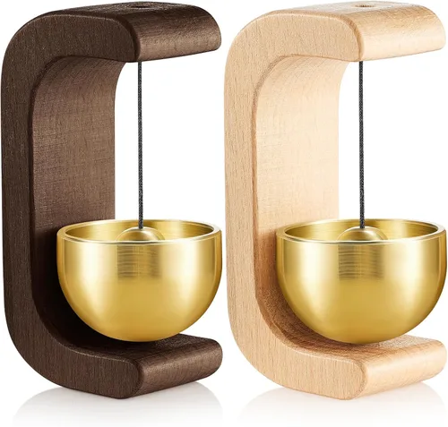 Zonon 2 piezas campanillas de viento magnéticas de madera timbre decorativo campana de comerciantes para apertura de puerta forma de C para regalo