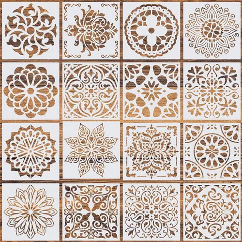 Plantillas reutilizables Wedong, plantillas con pintura de punto y diseño de mandala
