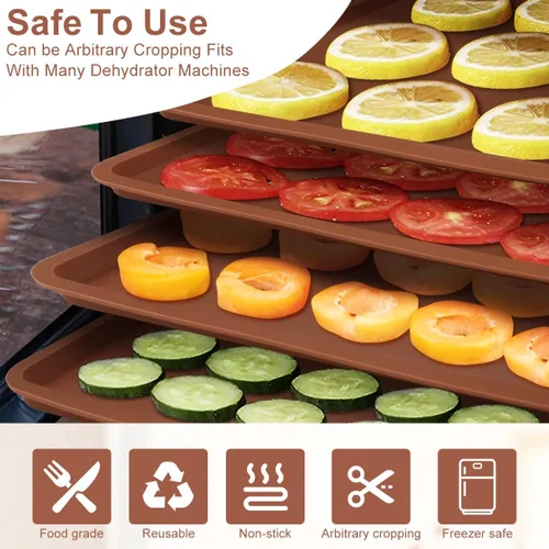 Miniatura 5 de SFV Paquete de 4 bandejas deshidratadoras de silicona, 14 x 14 pulgadas, hojas deshidratadoras flexibles y duraderas para Excalibur, antiadherentes