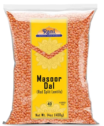 Rani Masoor Dal (Lentejas rojas indias) Legumbres partidas 14 oz (400 g) ~ Completamente natural | Sin gluten | Sin OMG | Kosher | Vegano | Origen
