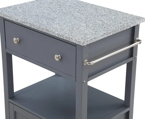 Miniatura 8 de OSP Home Furnishings Fairfax Farmhouse - Carrito de cocina con parte superior de granito, armario de almacenamiento rodante con toallero, estante