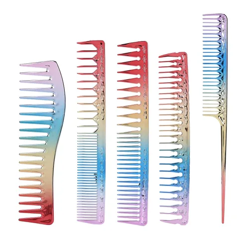 Peine de pelo de arco iris, peine de cola de rata, peine de cola de rata, peine desenredante de dientes anchos y peine antiestático para la mayoría