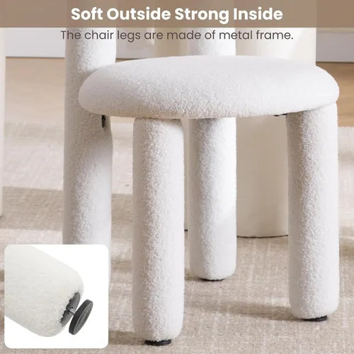 Miniatura 8 de DUOMAY Juego de 4 Sillas de Comedor Modernas Negras de Bouclé, Sillas de Cocina Tapizadas Sherpa Sin Brazos con Respaldo de Barril, Sillas